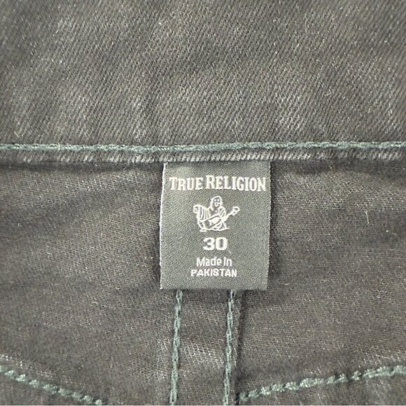 True Religion NWT Men's Size 30x34 Embroidered Zipper Fly Black Denim Jeans - Picture 2 of 10